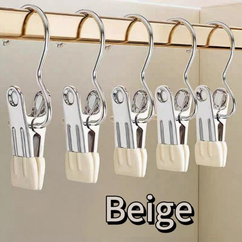 10pcs Stainless Steel Clothespins Laundry Clothes Pegs Hook Portable Hanging Clothes Clip Wardrobe Clothes Organizer Hanger