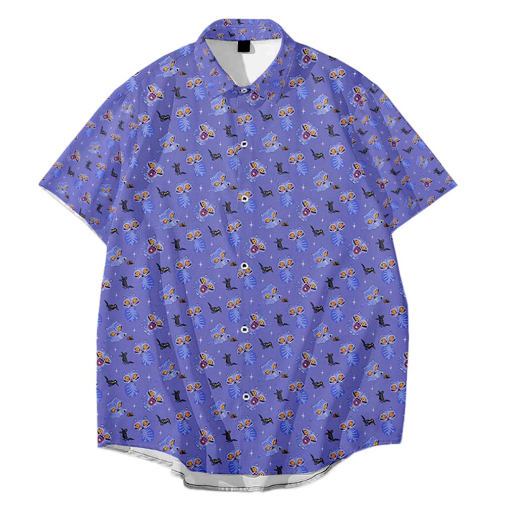 KPop Demon Hunters Derpy Tiger Printing Shirt Short Sleeve Loose Casual Shirts Men Women Unisex Streetwear Button Up 3D Print Top