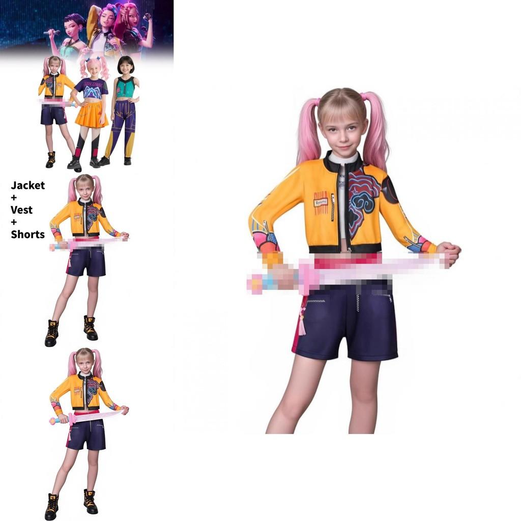 Kpop Demon Hunters Rumi Mira Zoey Cosplay Dress For Kids Halloween Party Costumes