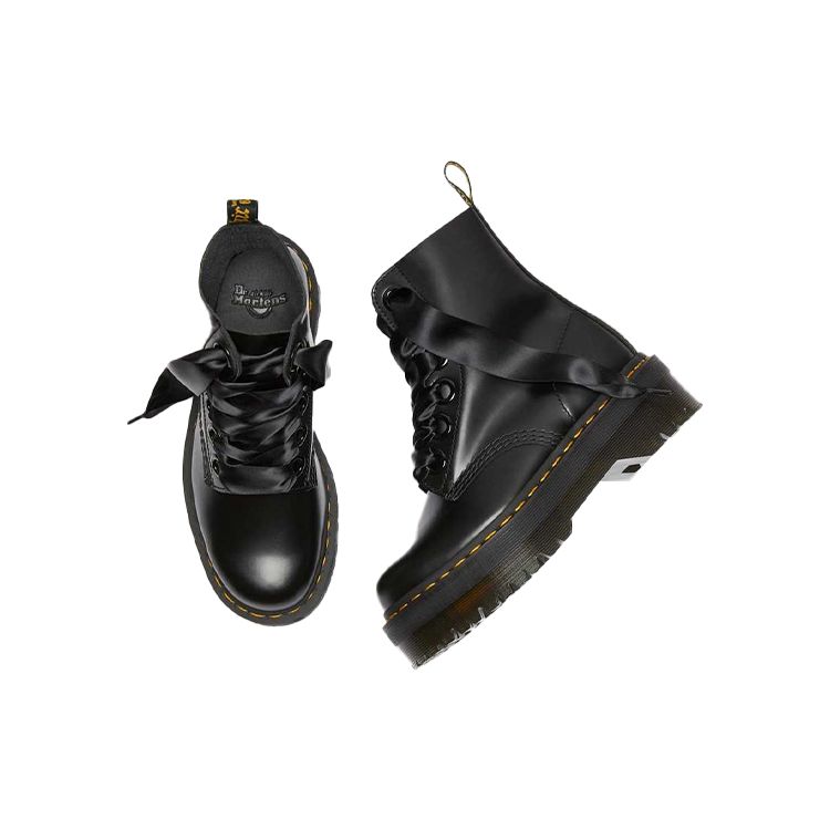 Dr. Martens Molly Kožené platformové boty Černé Dámské tenisky 24861001