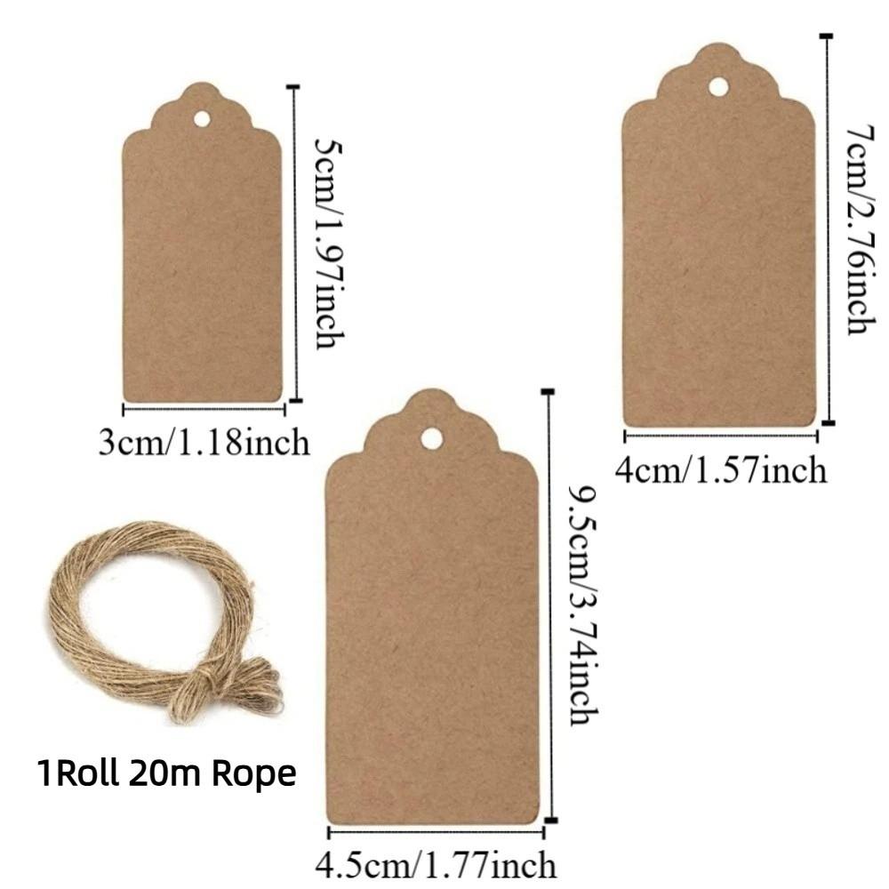 100Pcs Handmade DIY Scallop Label with String Kraft Paper Hang Tags Packaging Label Crafts