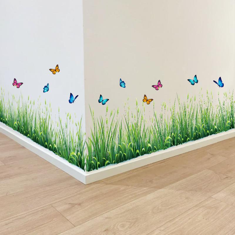 Wall Decals for Living Room Bedroom Minimalist Skirting Board Flowers Roses Plants Creative Waistline Background Wall Art Paintings Home Decor