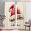 2pcs,2D Plane Printing Curtains Vintage Santa Hat Polyester (without Rod) Decorations For Home for Room, Kitchen, Study,