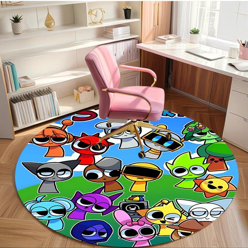 Sprunki Game Print Round Rug, Washable Floor Carpet, For Entryway Dorm Laundry Room Office Study, Home Decor Birthday Christmas Gift
