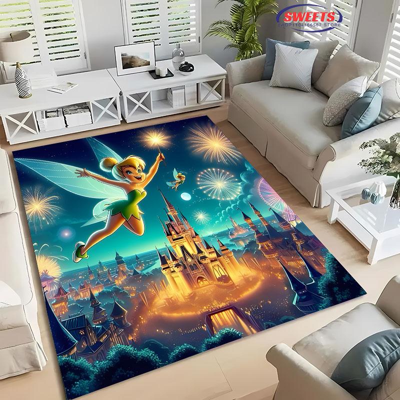 1PC Cute Princess Tinker Bell Cartoon Carpet for Bed Bedroom Sofa Picnic, Children's Room Large Decorative Mat All Seasons Rug