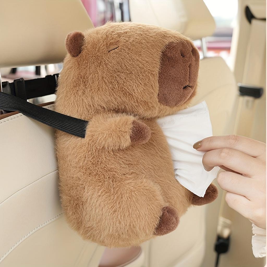 Capybara Auto-Taschentuchbox Niedliche Plüsch-Auto-Armlehnenbox Papierbox Multifunktionale Hängende Taschentuchbox