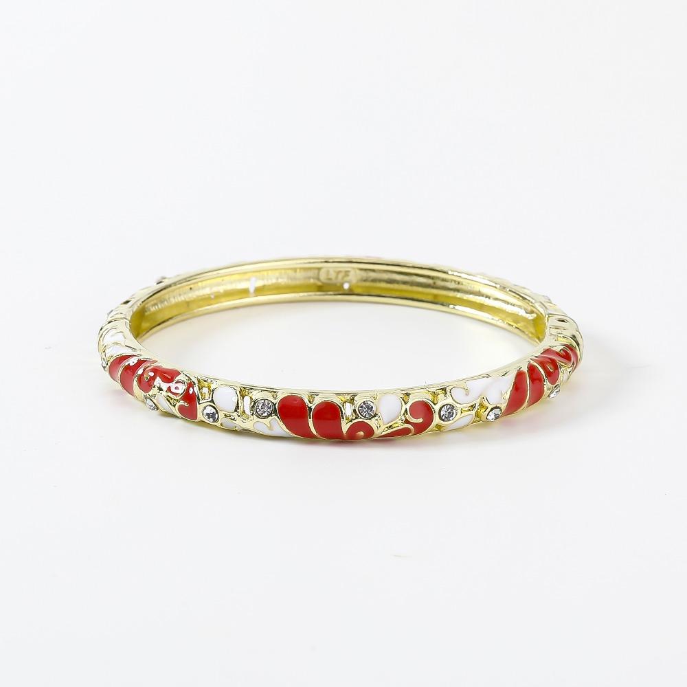 Enamel Vintage Cloisonne Bangle Traditional Women's Hand Bracelet Dainty Flower Bangle Ladies