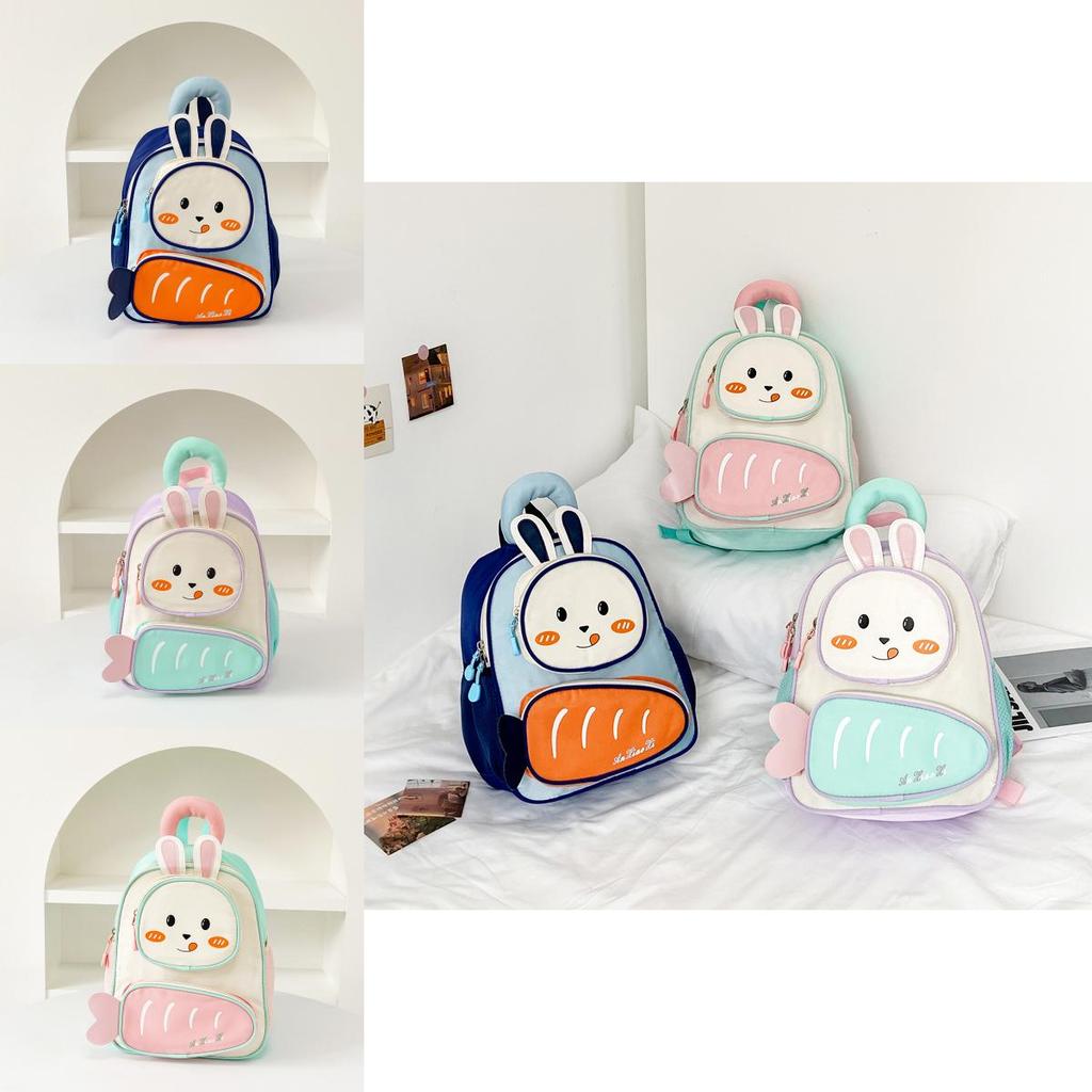Childrens Animal Cartoon Rabbit And Carrot Pattern Dualshoulder Bag With Air Cushion Straps For Preschool