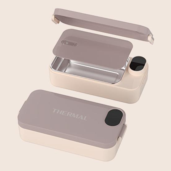 Heated Lunch Box 900ml Capacity 2-in-1 Stainless Steel Electric Warming Box Non-Stick Coating Portable Meal Container for Office Car Travel