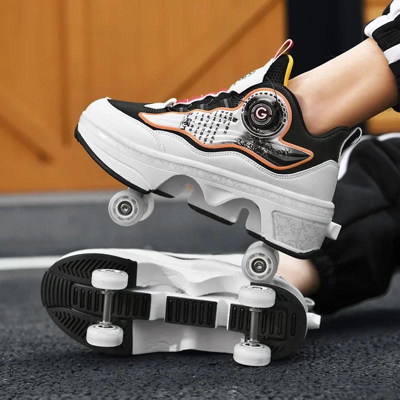 

Outdoor Children s 4 Wheel Roller Skate Shoes for Boys Girls Fashion Deformation Sneaker with Wheels Unisex Skating Sports Shoes EUR-43