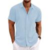 Camicia Casual Ampia in Cotone Lino da Uomo a Maniche Corte Estiva Nuova Taglia Grande Top da Spiaggia Revers Tie Dye Cardigan