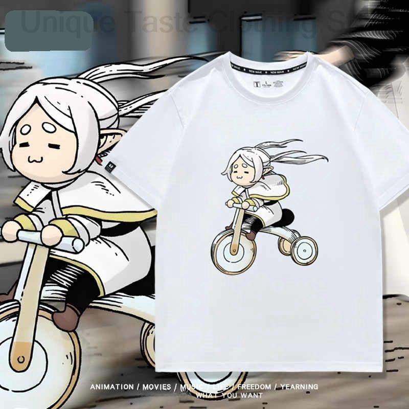 Frieren Beyond Journeys End Anime T Shirt Frieren Cute Cartoon Print Tshirt Unisex Women High Quality Cotton Short Sleeve Tee Tops