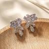 S925 Sterling Silver Light Purple Cubic Zirconia Flower Stud Earrings Sparkly Floral Ear Accessories For Women