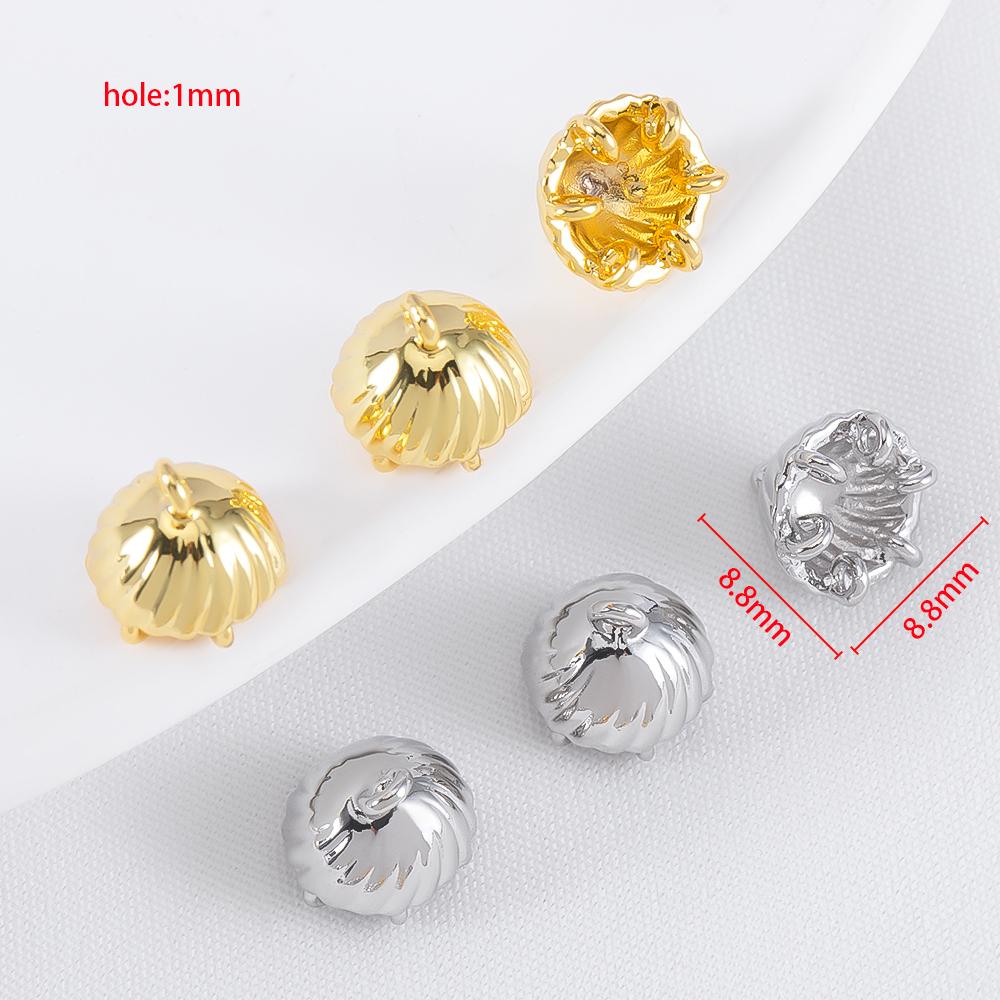 5/10Pcs 18K Gold Plated 8.8mm DIY Tassel Earrings Hair Accessories Brass Jellyfish Shape Beads Caps for Jewelry Making Supplies