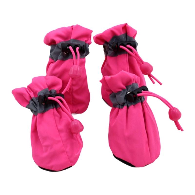 

4Pcs Dog Feet Cover Protective Shoes for Pet with Adjustable Drawstring Shoes Dogs Thick Grip Booties with Adjustable Stick рожевий