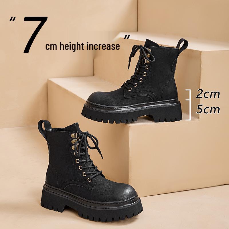 

2025 Women s Retro Workwear Cowboy Martin Boots - Thick-Soled, Height-Increasing, Low-Top, Short Boots for Spring and Autumn 35