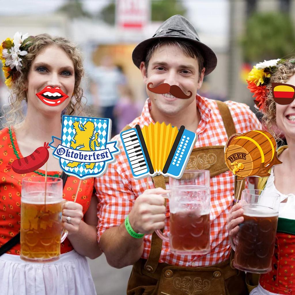 Oktoberfest Selfie Props Beer Festival Oktoberfest Funny Photo Props Colorful Traditional Germany Accessories Party Decoration