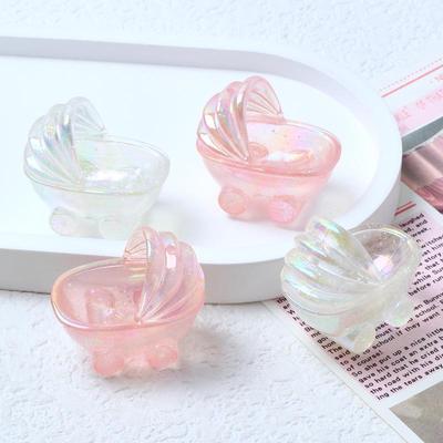 3D Baby Carriage Cartoon Cream Glue Keychain - DIY Resin Ornament Accessory