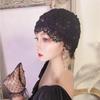 Vintage Lace Trim Hollow Breathable All-Season Versatile Elegant Cotton Thread Turban Hand-Knit Crochet Hat
