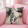 Handsome HHorse Watercolor Painting Canvas Cushion Cover Linen Pillowcase Cover Soft Decor for Sofa Home Room