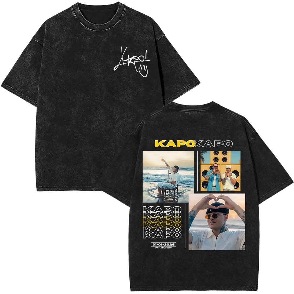 

Rapper Kapo Por Si Alguien Nos Escucha Album Tour Print Vintage Washed T Shirts Men Women Fashion High Quality Tshirts S