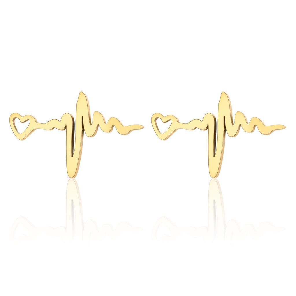 Unisex Titanium Steel Heart Stud Earrings - Simple, Elegant, Christmas Theme