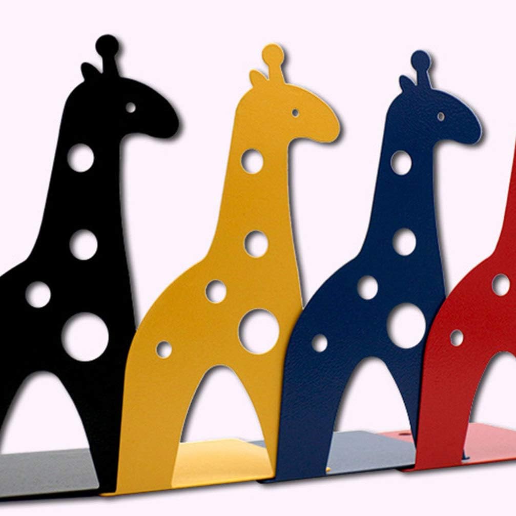 ARTIBETTER 2pcs Giraffe Shaped Nonskid Metal Cute Cartoon Design for Books Magazines Organizer for Home Office Classroom and Library Black