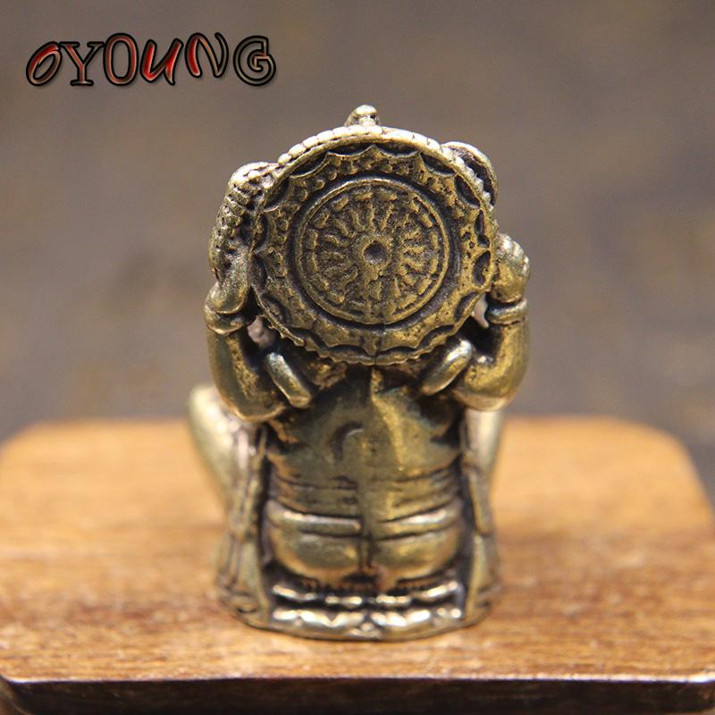 Mini Vintage Brass Ganesha Statue Pocket India Thailand Elephant God Figure Sculpture Home Office Desk Decorative Ornament Gift