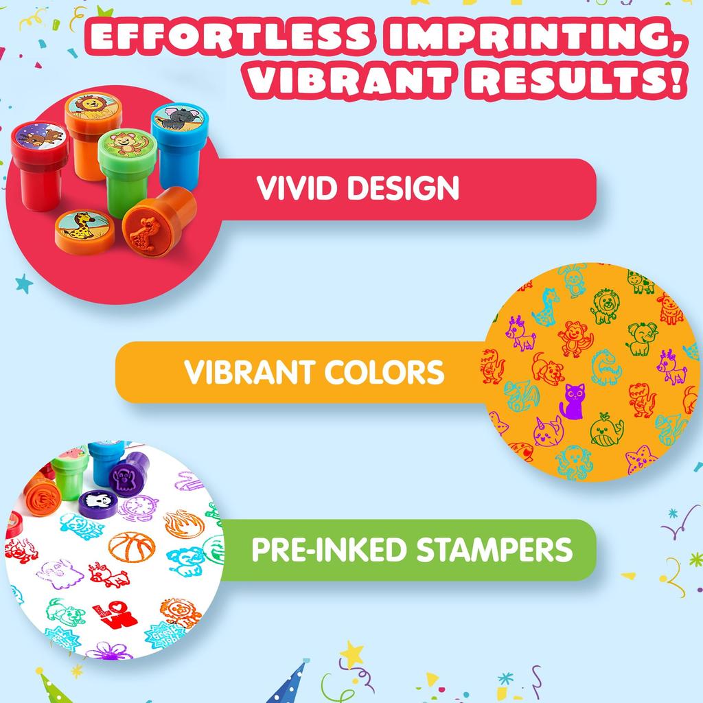 Joyfy 50 Pcs Assorted Stamps Self-Ink Stamps for Kids Birthday Christmas Party Carnival Prizes Halloween Gifts