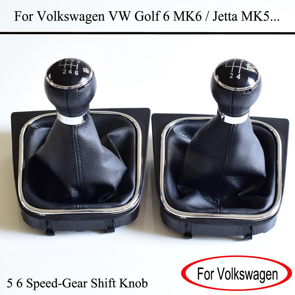 GOOD Shipping Car Shift Gear Knobs Covered Leather Knob With Gaitor For VW Volkswagen GOLF 6 VI MK6 Jetta 5 Golf 5 V MK5
