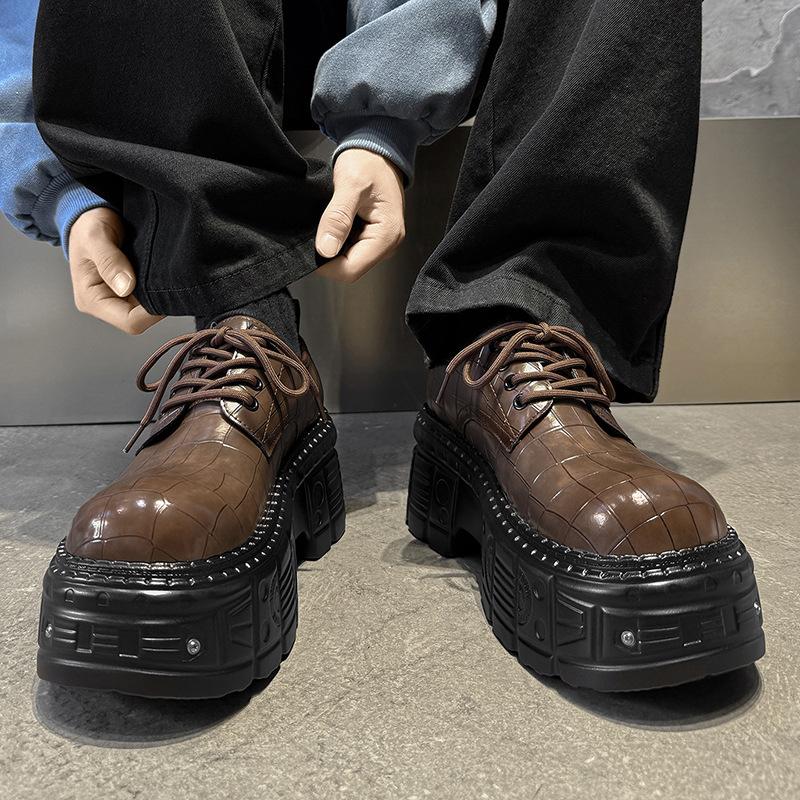 2026 New Metal Derby Shoes Men's British Style Heightening Punk Platform Shoes for Men High Quality Shoes Men Leather Original