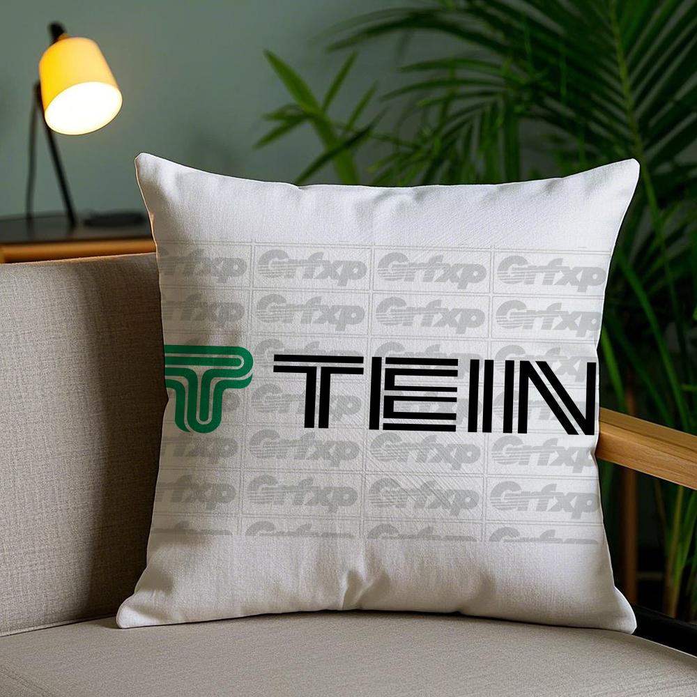 Logo T-Tein Cushion Cover Plush Fabric Soft Double-Sided Printed Invisible Zipper Sofa Pillow Case Home Decor