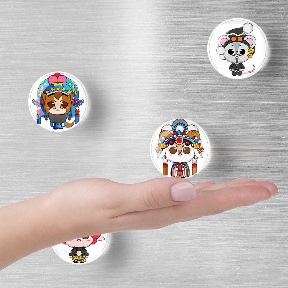 12Pcs Round Crystal Glass Fridge Magnet Craft Magnets,Cute 12 zodiac Series fridge Magnets Stickers for Whiteboard,Office,Kitche