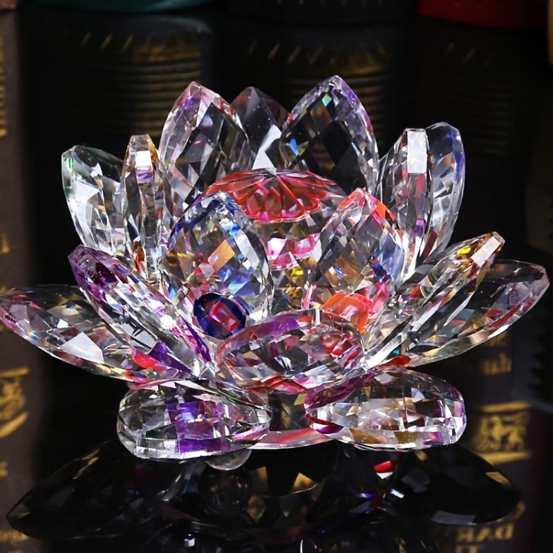 1pc Handcrafted Crystal Lotus Ornament For Home Decor And Desk Cabinet Decoration
