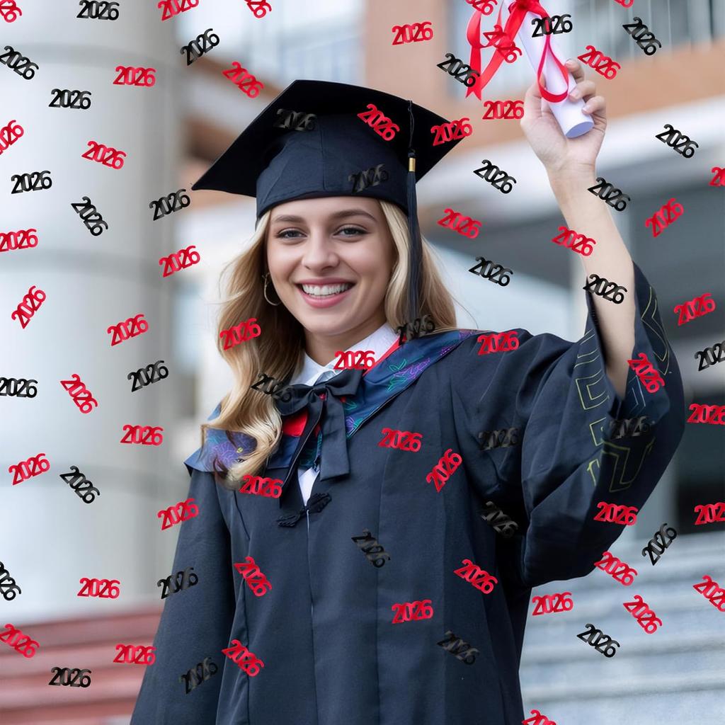 MARFOREVER Black Red 2026 Confetti, 2026 New Years Glitter Confetti Black Red 2026 New Year Table Scatters for Happy New Year Party Decorations 2026