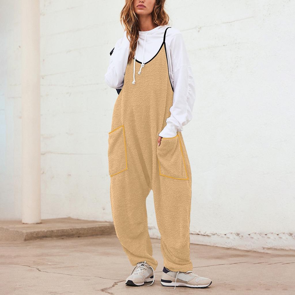 Womens Fleece Overalls One-piece Jumpsuits Adjustable Suspender Straps Warm Winter Fuzzy Ski Pants