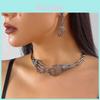 Gothic Skull Necklace Earrings Set With Alloy Pendant For Halloween Costume Accessories
