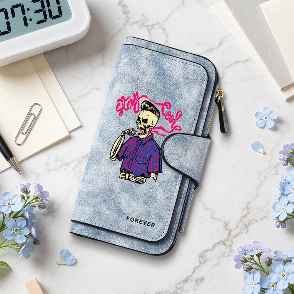 Gothic Skull Pattern Wallet Cool Long Card Holder Purse