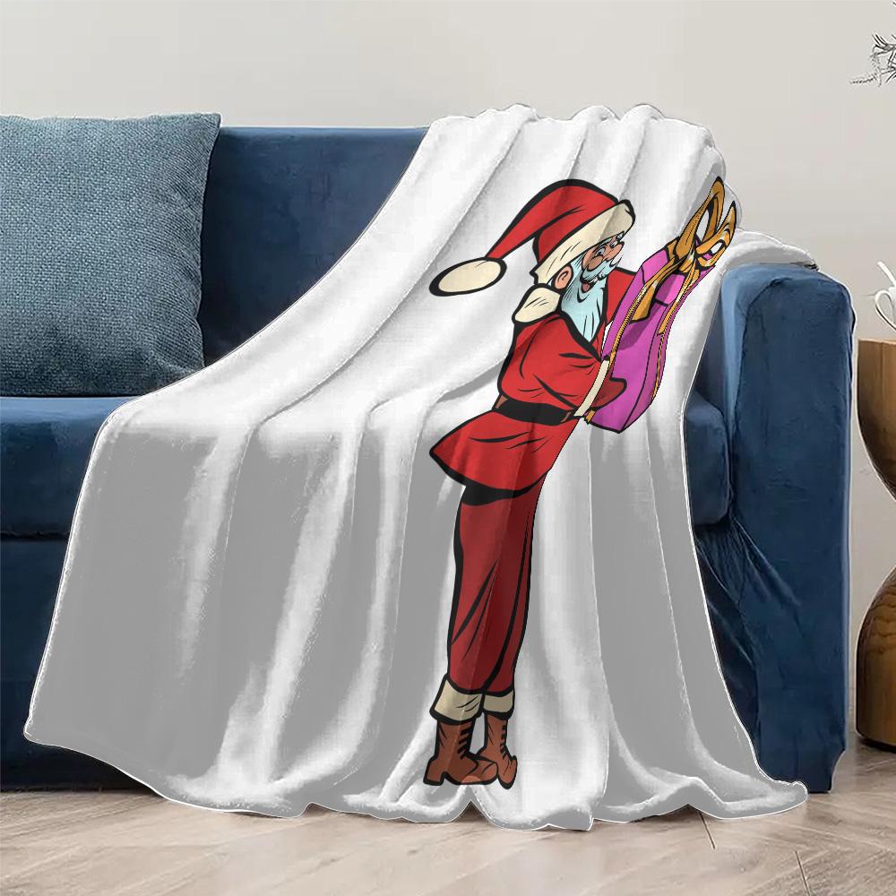 TU Santa Claus Throw Blanket Festive Holiday Christmas Reindeer Cozy Soft Warm Gift Decor Home Bedding Living Room Dorm