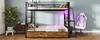 Metal Bunk Bed 90x200 Cm with Desk, LED Lighting and Storage Drawers, EN747 Tested, 250 Kg Load Capacity Per Level