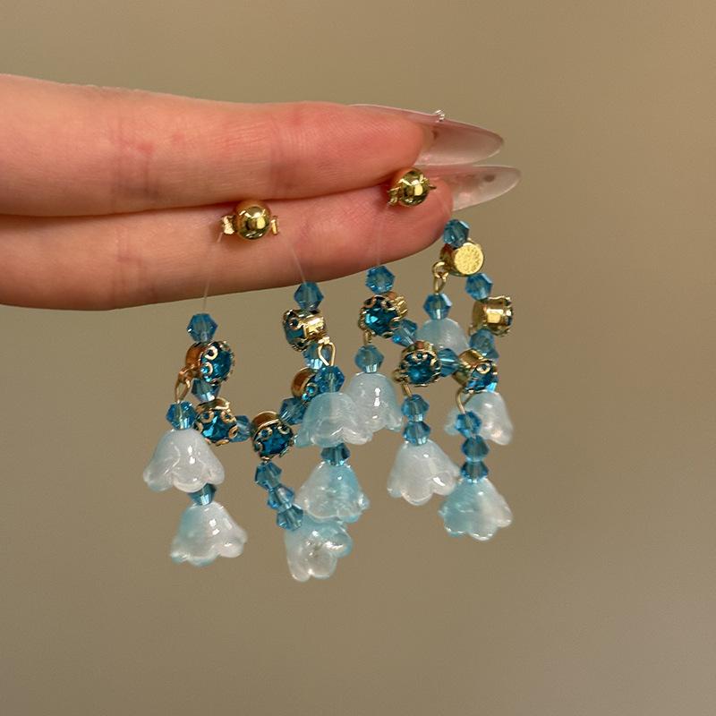 

Ожерелье с подвеской в виде цветка с бриллиантами и бахромой, ретро-темпераментные изысканные серьги, нишевые серьги в стиле легкой роскоши, женские