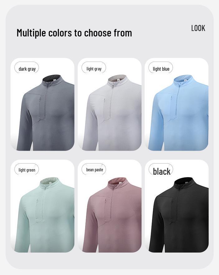 Di Jia Men's Half-Zip Quick-Dry Sports Top for Outdoor Training, Cycling, Running, and Fitness