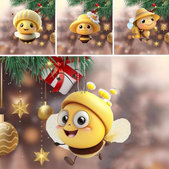 Včelí ozdobný přívěsek Akrylový závěsný ornament Rozkošný vzhled Živá barva Lehký přívěsek na vánoční stromeček