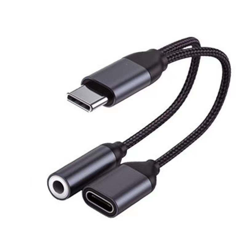 GIMIRO 2-in-1 Typ-C-auf-Audio-Splitter, USB-C-auf-3,5-mm-Aux-Kabel mit USB-C-Schnellladeanschluss, Typ-C-Kabeladapter für Kopfhörer