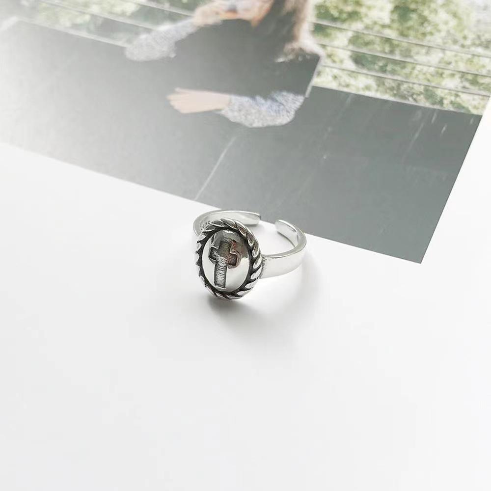 Korea Dongdaemun Ring Hip-hop Style Ins Punk Cross Retro Pattern Ring Female Trend