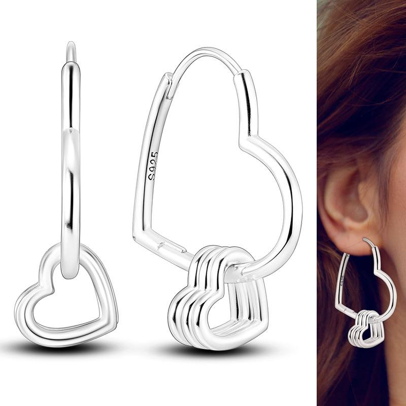 

Горячая Распродажа Серьги-сердечки из стерлингового серебра 925 пробы, подходят для оригинальных шармов, серьги-кольца для женщин, девушек, серьги-гвоздики с изысканным цирконом, подарки