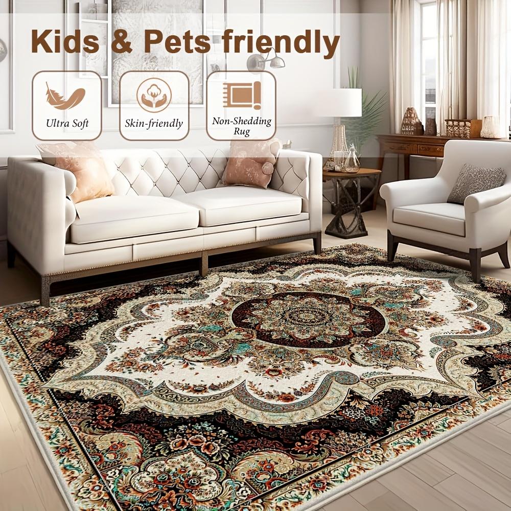 Velvet/nylon style gray coffee shop decorative floor mat, not only warm but also beautifies the space, multifunctional Persian design - soft and