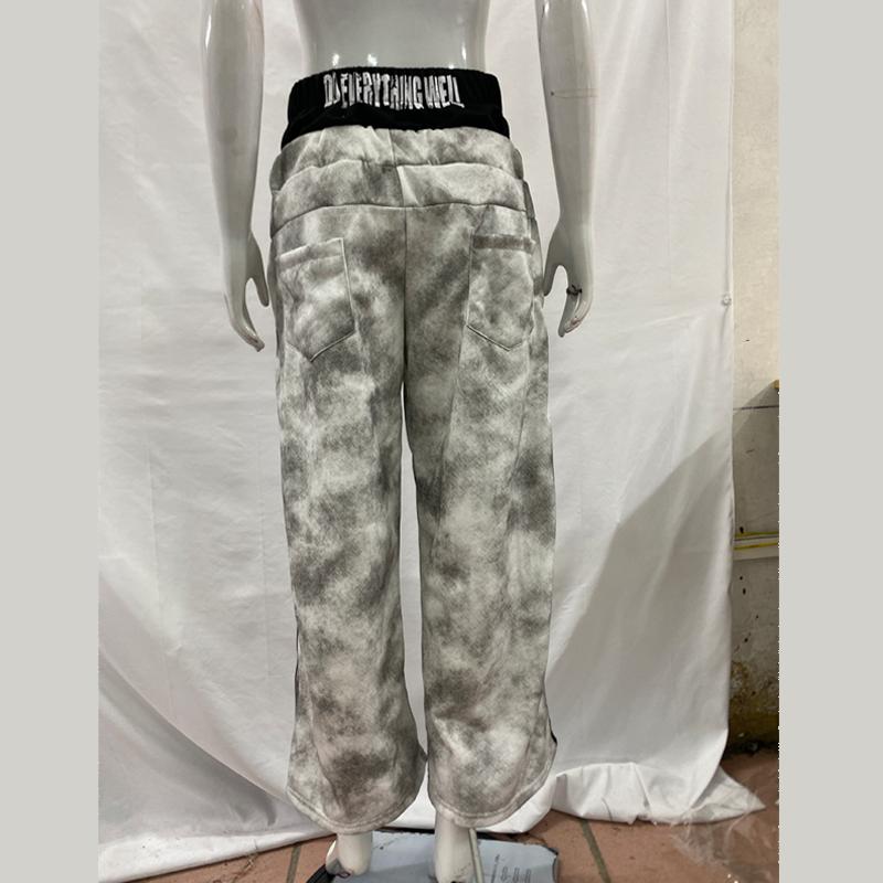 Ευρωπαϊκό και Αμερικανικό street print με γράμματα vintage μόδα φθινόπωρο και χειμώνας φαρδιά κομψά ίσια παντελόνια