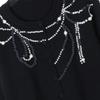 Versatile Slim Fit Knit Cardigan with Pearl Necklace - Spring/Autumn, Round Neck.