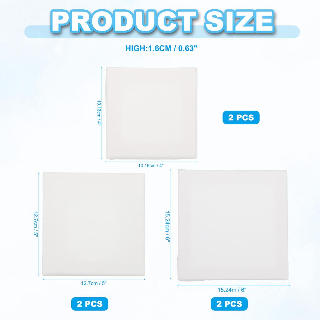6-40Pcs White Blank Square Artist Canvas Pine Wood Board Frame Cotton Artist Canvas Boards for Oil Painting Acrylic Watercolor